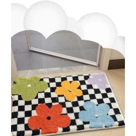 Checkerboard Carpet Non Slip Mat Water Absorbing Mat At The Bathroom, Door Mat At The Door Footmat At The Bedroom