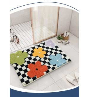 Checkerboard Carpet Non Slip Mat Water Absorbing Mat At The Bathroom, Door Mat At The Door Footmat At The Bedroom