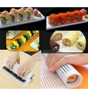 DIY Silicone Sushi Roller Mats Washable Reusable Sushi Roll Mold Mat DIY Food Rolling Rice Rolling Maker Cake Roll Pad