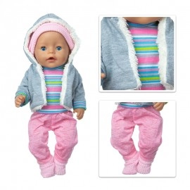 Warm Suit+Socks Doll Clothes Fit For 17inch 43cm Baby New Born Doll Clothes