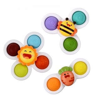 1pcs Cartoon  Kid Toys Suction Cup Spinner Gyroscope Toy Anti stress Educational Fingertip Rattle Toy for Children